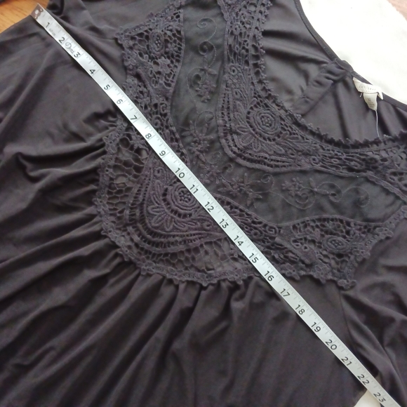 Cato • Women's Black Sheer Crochet Lace Bell Sleeve Peasant Blouse - Picture 13 of 16